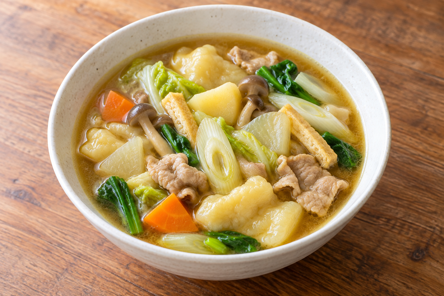 豚肉と野菜のカレーすいとんの生成した参考画像