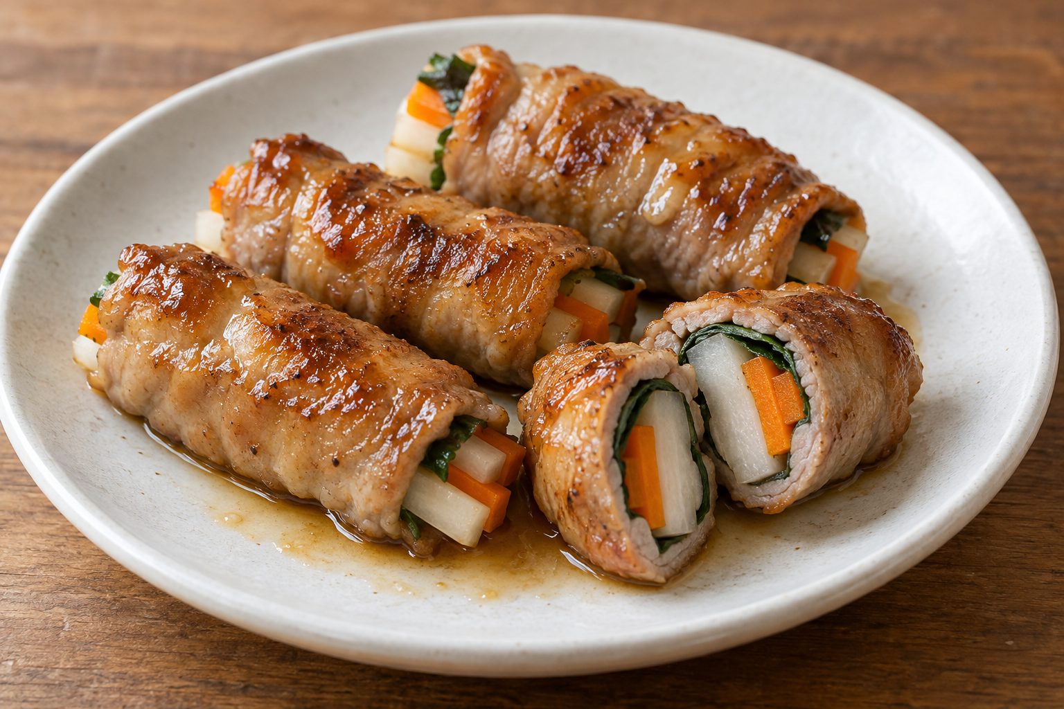長芋とにんじんの豚巻きポン酢照り焼きの生成した参考画像